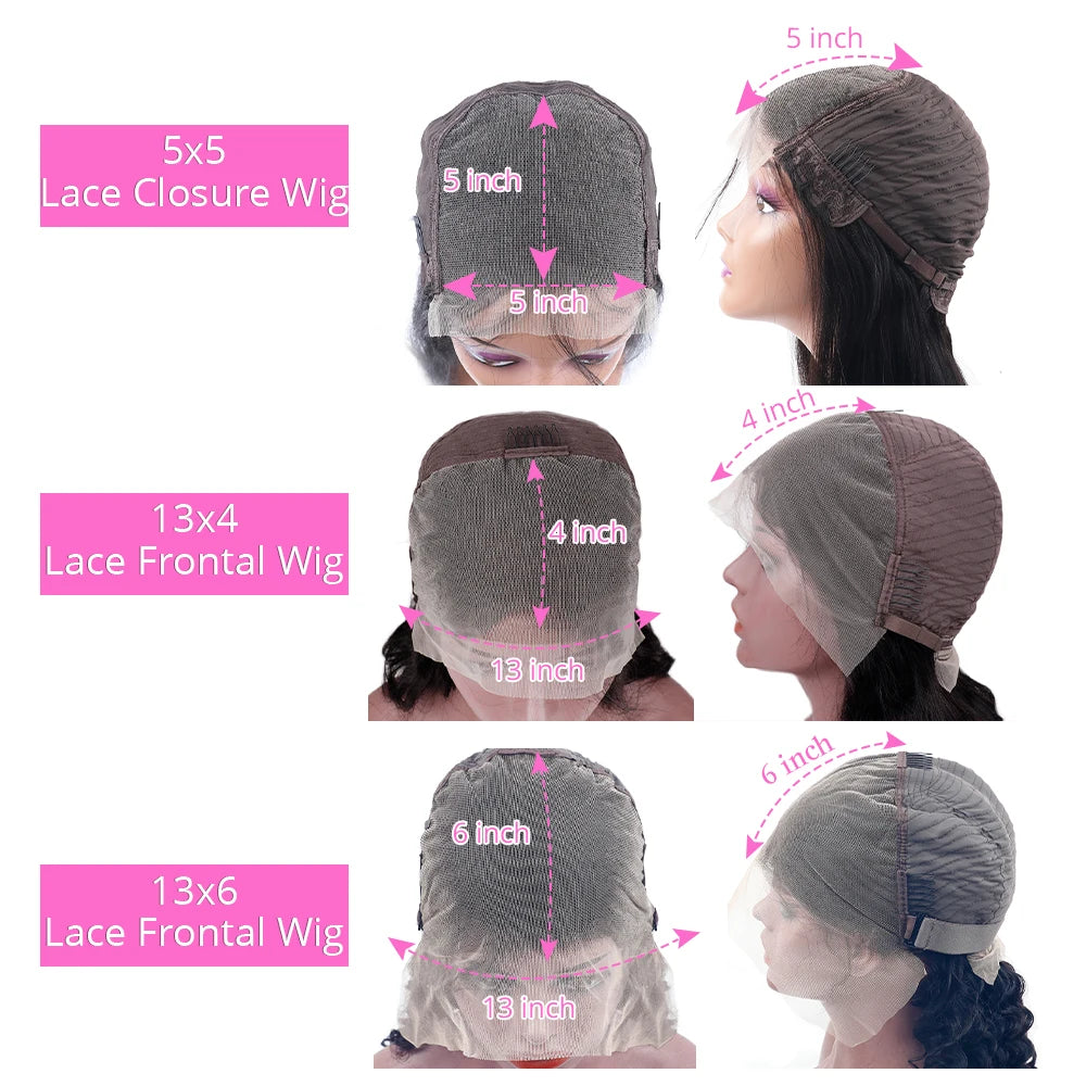 42 44 Inch 13x4 13x6 HD Transparent Body Wave Lace Frontal Wigs For Women 200 Density Preplucked 5x5 Closure Lace Wig Human Hair