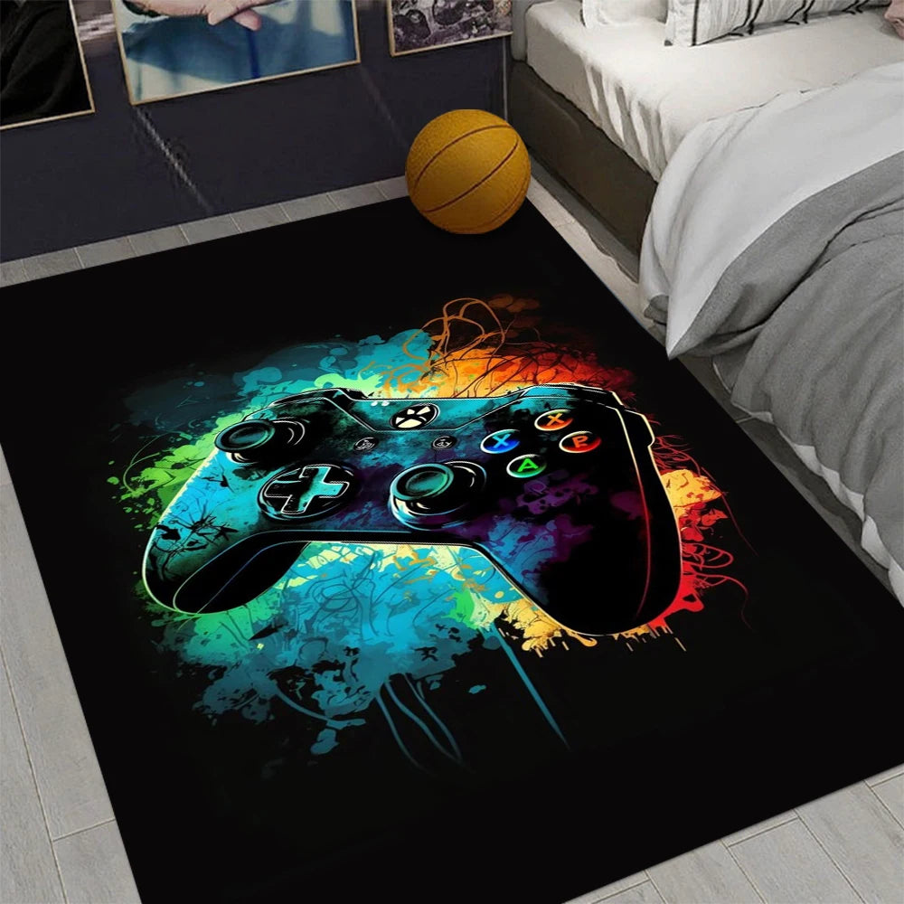 Gaming Rug for Boys Room Gamer Rug with Controller Design Carpet for Game Room Bedroom Decor Non-slip Machine Washab Mat
