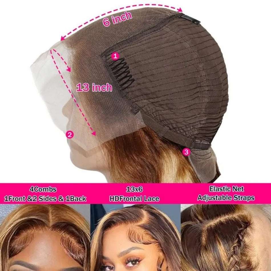 13X6 Hd Lace Frontal Wig Highlight Wig Human Hair 427 Body Wave Human Hair Wigs Brazilian Hair P1B30 Lace Front Wigs 250 Density