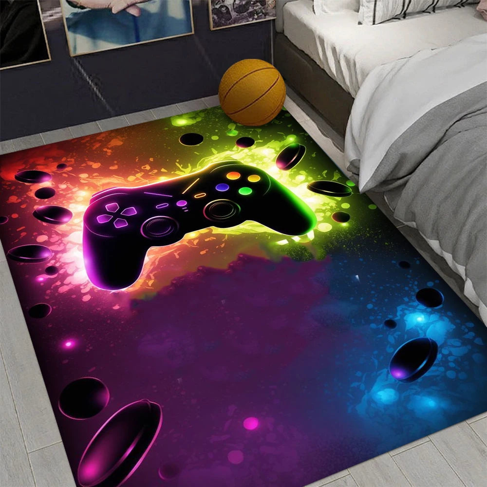 Gaming Rug for Boys Room Gamer Rug with Controller Design Carpet for Game Room Bedroom Decor Non-slip Machine Washab Mat