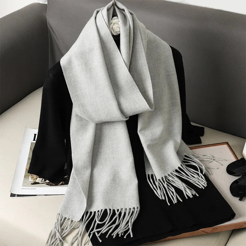 62Color Solid Women Winter Scarf Warm Thicken Cashmere Shawl Outdoor Fashion Luxury Tassels Pashmina Lady Wrap Windproof Scarves